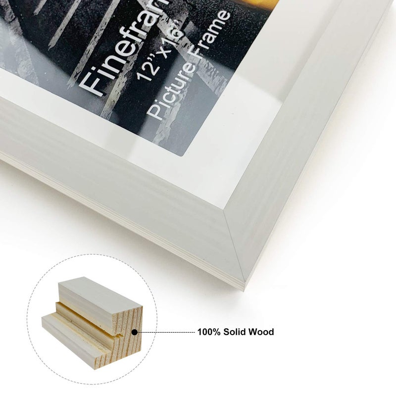 Finefrarm 12x16 White Picture Frame to Display 11x14 Photo with Mat or 12 by 16 Picture Without Mats Picture Frames Wall Art for Living Room Wall Mounting and Tabletop Decor - Image 4